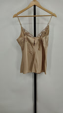 Arden B. Womens Silk Camisole Gold Sleeved Top L
