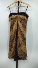 Laundry by Shelli Segal Womens Sleeveless Printe Halter Top Dress Brown 8