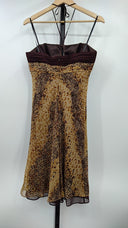 Laundry by Shelli Segal Womens Sleeveless Printe Halter Top Dress Brown 8