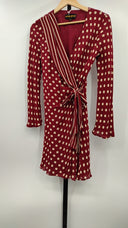Donna Ricco Womens Polka Dot Long Sleeve Wrap Dress Red 8