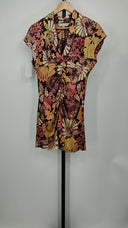 Trina Turk Womens Los Angeles Floral Print Silk Blouse Brown 4