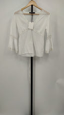 Rampage Womens Long Sleeve V-Neck Blouse White M