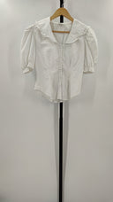Byer Womens Collar Puffed Sleeve Blouse White S