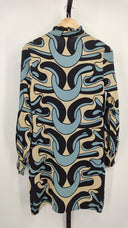 Diane Von Furstenburg Womens Multicolor Printed Silk Shift Dress Blue 8