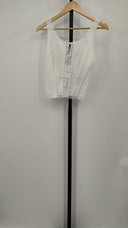 Komar Womens Sleeveless Blouse White Sleeved Top XS