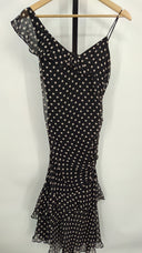 BCBG Max Mara Womens Polka Dot One Shoulder Dress Black 4