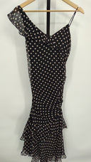 BCBG Max Mara Womens Polka Dot One Shoulder Dress Black 4
