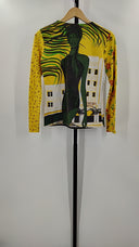 Custo Womens Printed Long Sleeve Crew Neck Shirt Yellow M