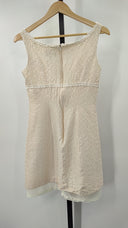 Nanette Lepore Womens Short Sleeve V-Neck Laced Mini Dress Cream Basic Sleeved 6