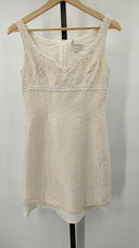 Nanette Lepore Womens Short Sleeve V-Neck Laced Mini Dress Cream Basic Sleeved 6