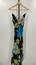 Cache Womens Spaghetti Strap Floral Dress Blue 6
