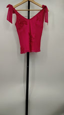 To The Max Womens Sleeveless V-Neck Strap Blouse Pink 2