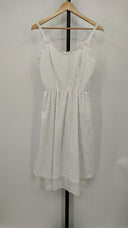Lanz Womens Sleeveless Laced Ruffle Dress White Basic Sleeved S
