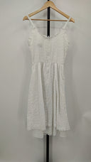 Lanz Womens Sleeveless Laced Ruffle Dress White Basic Sleeved S