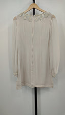 French Connection Womens Long Sleeve V-Neck Embellished Blouse Cream 8