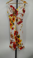 Millenium Womens V-Neck Sleeveless Floral Dress Orange Basic Sleeved S
