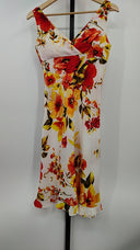 Millenium Womens V-Neck Sleeveless Floral Dress Orange Basic Sleeved S