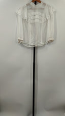 California Trends Womens Ruffle Collar Long Sleeve Blouse White L