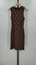 Bisou-Bisou Womens Sleeveless Floral Dress Brown M