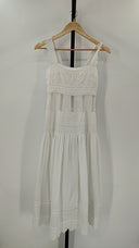 Catherine Malandrino Womens Sleeveless Square Neck Ruffle Dress White S