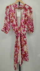 Diane Von Furstenberg Womens Long Sleeve Floral Wrap Dress Pink 4