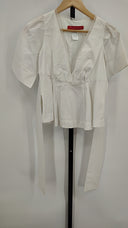 Christian Lacroix Womens Elbow Sleeve Ruffle Collar Blouse White 38
