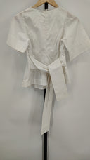 Christian Lacroix Womens Elbow Sleeve Ruffle Collar Blouse White 38