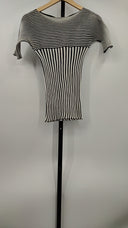 Armani Collezioni Womens Striped Short Sleeve Blouse Black 4