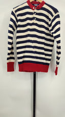 Polo By Ralph Lauren Mens Henley Neck Stripped Long Sleeve Sweater Blue Sleeved Top M