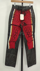 Gaultier Jeans Mens 1999 Trompe L’Oeil Biker Moto Pants Printed Painted Black M