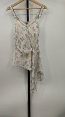 Maxstudio.Com Womens Sleeveless V-Neck Floral Blouse Cream Sleeved Top XS