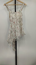 Maxstudio.Com Womens Sleeveless V-Neck Floral Blouse Cream Sleeved Top XS