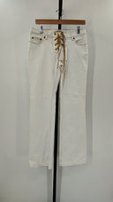 Express Womens Lace Up Straight Leg Jeans Cream 7/8