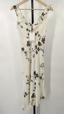 Donna Rico Womens Sleeveless Ruffle Neck Printed Dress Cream 8