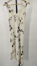 Donna Rico Womens Sleeveless Ruffle Neck Printed Dress Cream 8