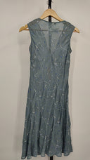 Coast Womens Sleeveless V-Neck Printed Dress Blue 14