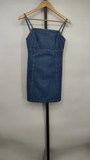 Wild Jeans Womens Sleeveless Square Neck Jean Mini Dress Blue M
