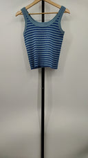 New York & Company Womens Sleeveless Striped Tank Top Blue M