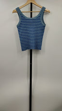 New York & Company Womens Sleeveless Striped Tank Top Blue M