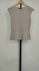 Armani Womens Stripped Sleeveless Blouse Tan L