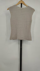 Armani Womens Stripped Sleeveless Blouse Tan L