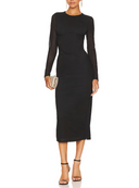 Bardot Women Sensei Mesh Midi Dress Basic Sleeved Black XL