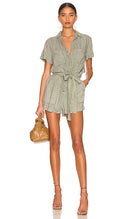Bella Dahl Women Rolled Hem Utility Romper Sleeved Jumpsuit Green S