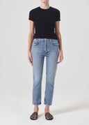Agolde Women Riley High Rise Straight Crop Jeans Blue 29