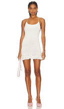 Guizio Women Crochet Halter Mini Dress Basic Sleeved White XL