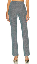 L'Academie Women Metallic Tie Knit Slim Pants Blue M