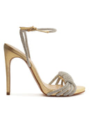 Schutz Women Jewell Crystal-Embellished High-Heel Sandals Gold Shoes 7.5