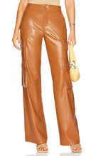 Olivia Women Hayes Faux Leather Wide Leg Pants Brown 0