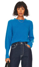 White Women Cashmere Sweater Sleeved Top Blue XS