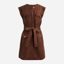 J.Crew Women Tie-Waist Mini Dress Basic Sleeved Brown 8